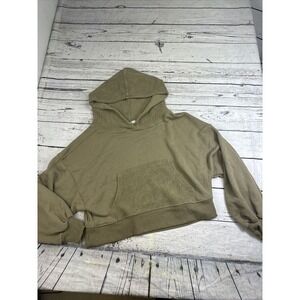 ZENANA Cropped Hoodie XL Olive Green FRENCH TERRY Pouch & Hood 3/4 Sleeve